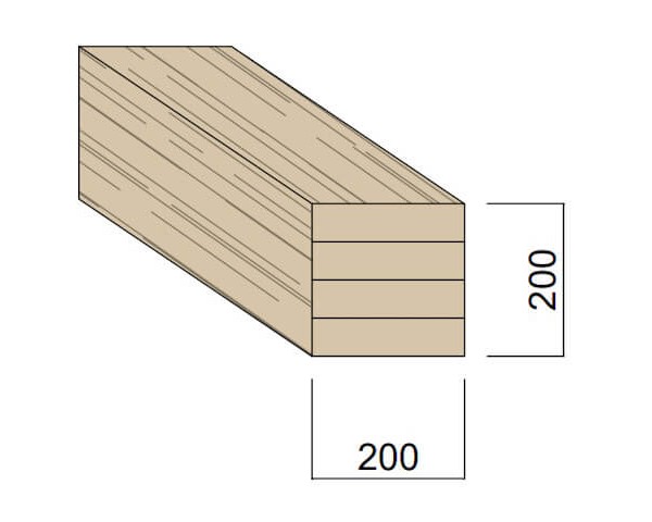 Poutre Lamellée-collée Epicéa 200 x 200 mm