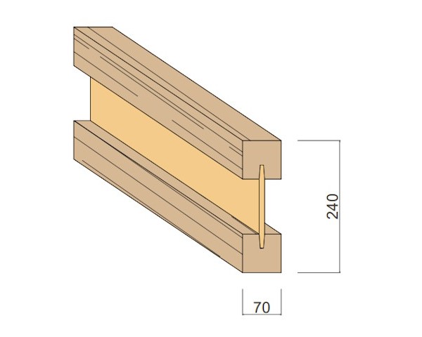 Poutre en Ɪ SWELITE - Agglo P5 - 70 x 240 mm