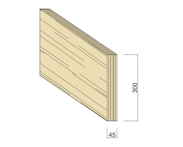 Lamibois type S - 45 x 300 mm